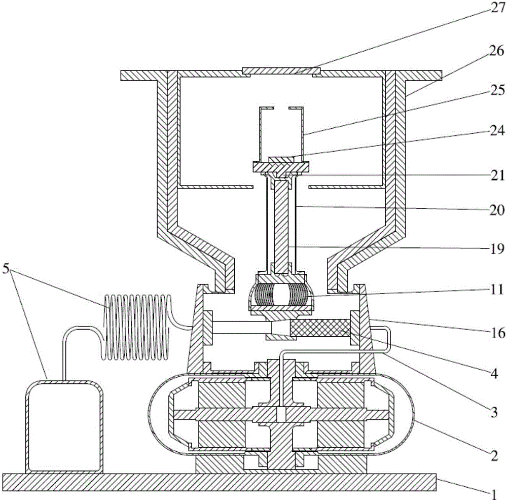 Coupling structure between linear type pulse tube refrigerator and infrared device and manufacturing method for same