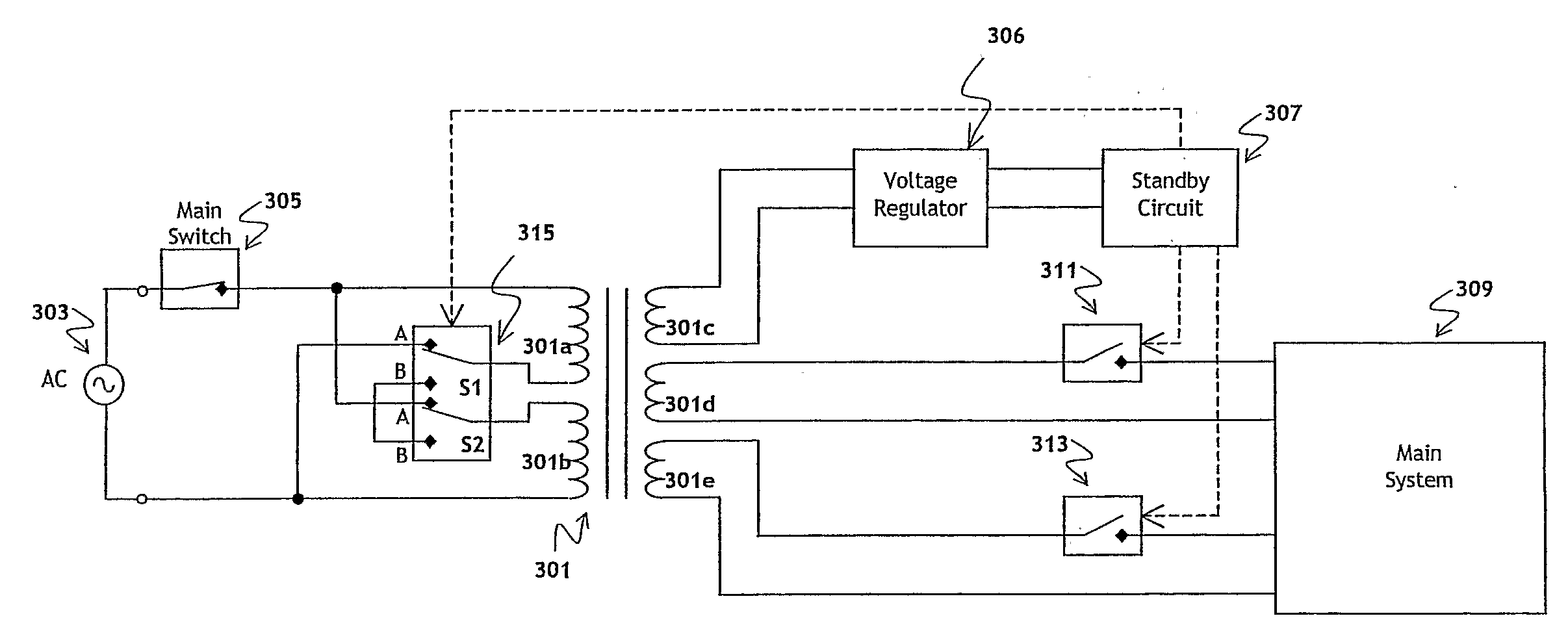 Power Supply With Reduced Power Losses During Standby Mode