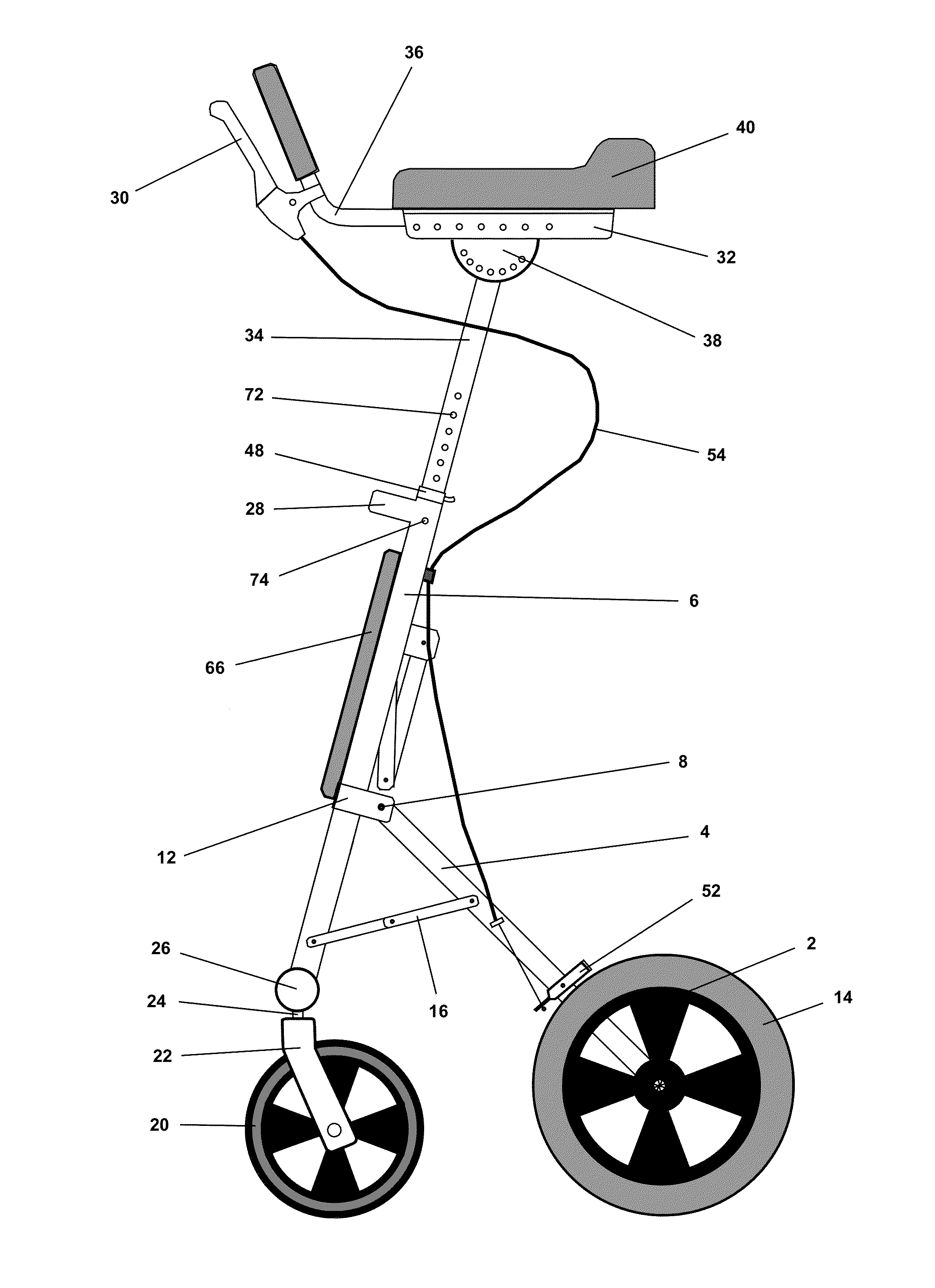 Erect posture mobility device with low turn radius