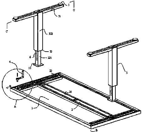 Liftable office table convenient for wiring management