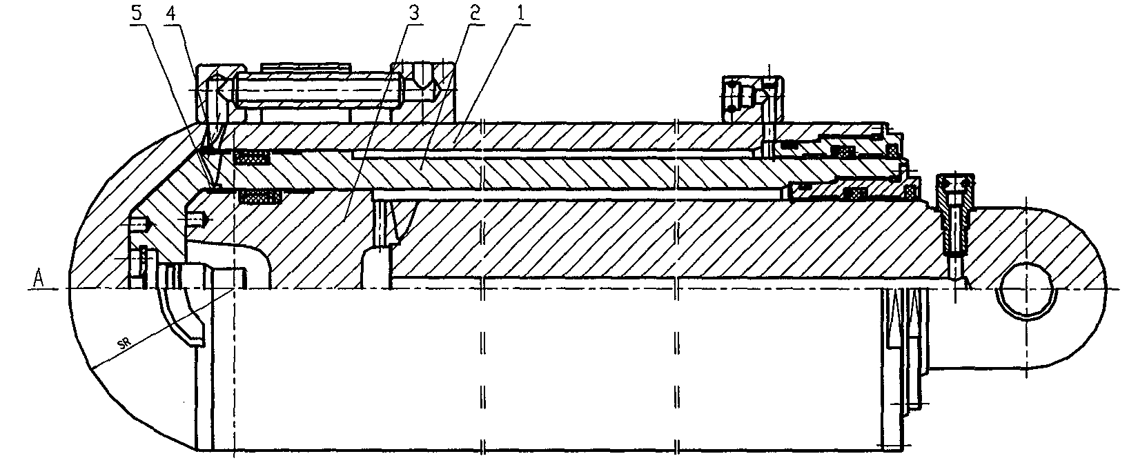 Guide ring overwelding seam large-cylinder bottom double-telescopic upright column