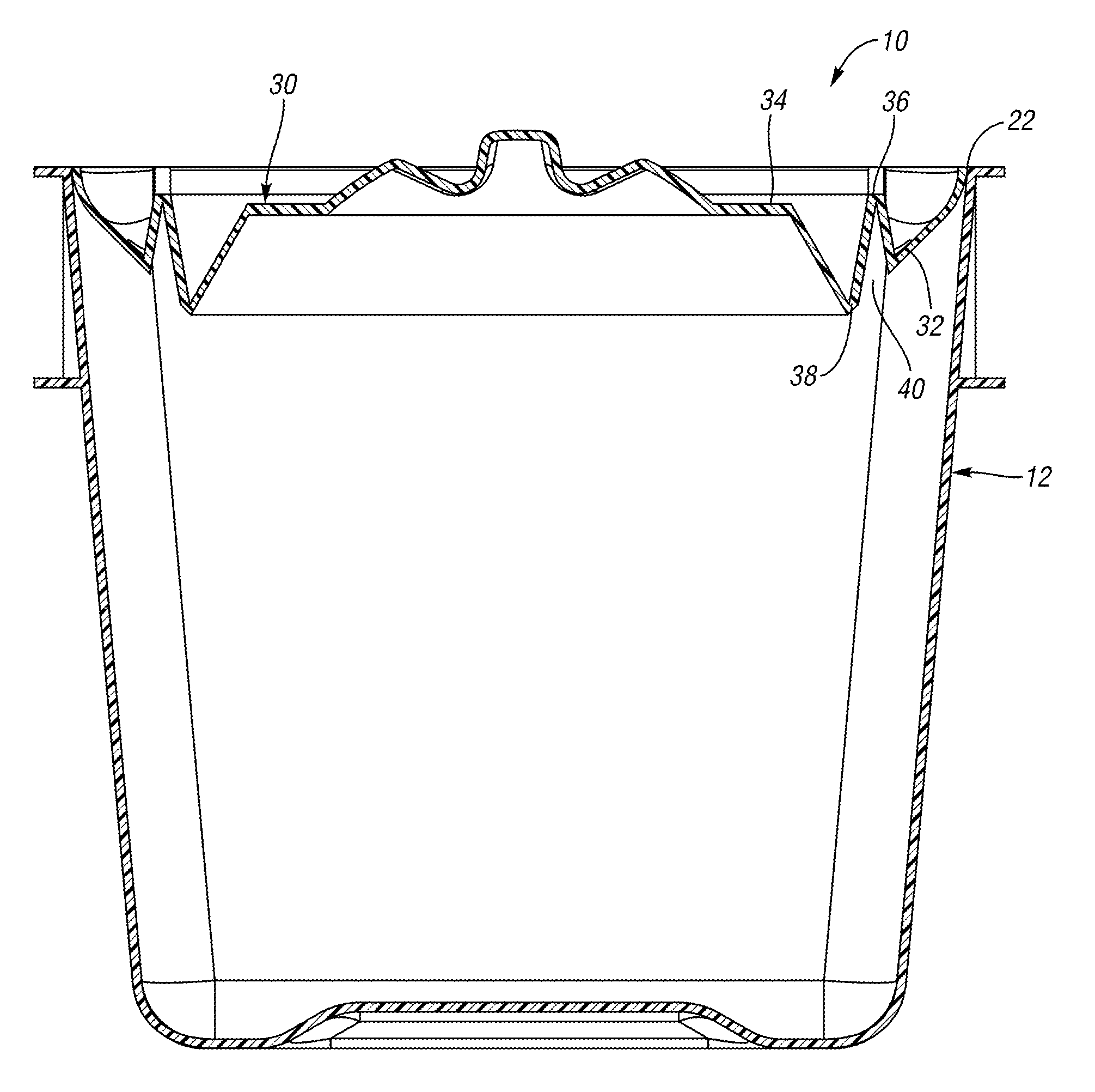 Container with collapsible lid