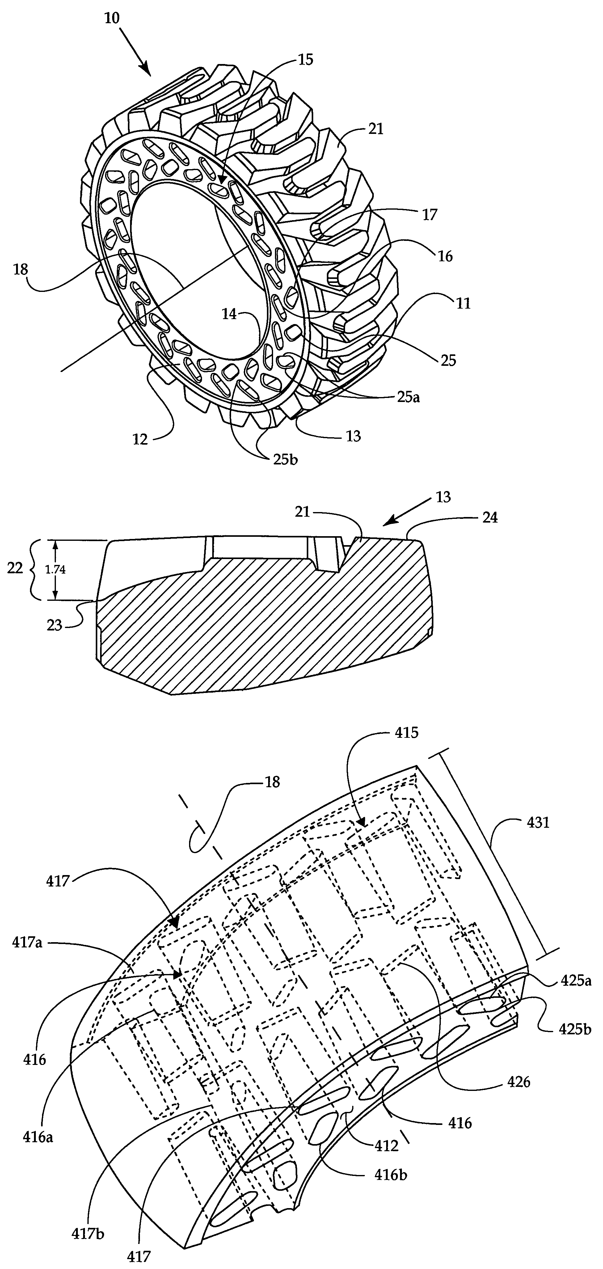 Solid suspended work machine tire