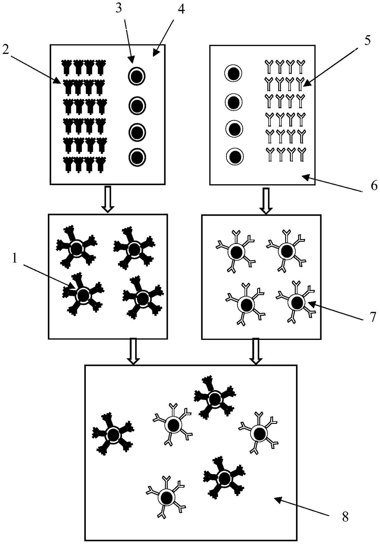 Method for tumor marker quantitative determination through metal-wrappage -antibody composite nano particle based on raman enhancement