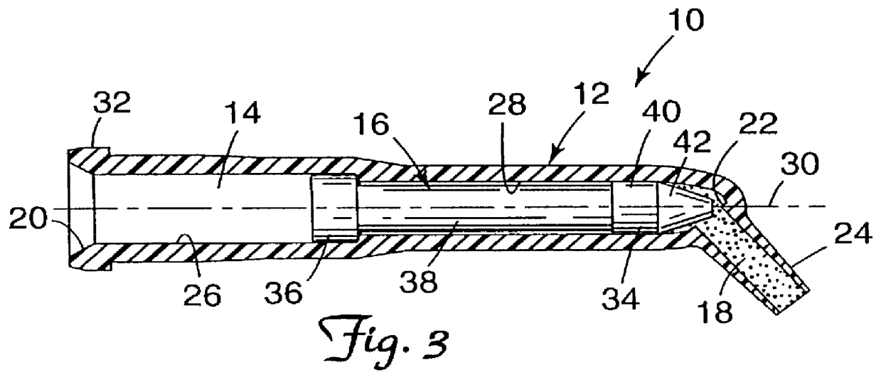 Dispensing cartridge with stepped chamber