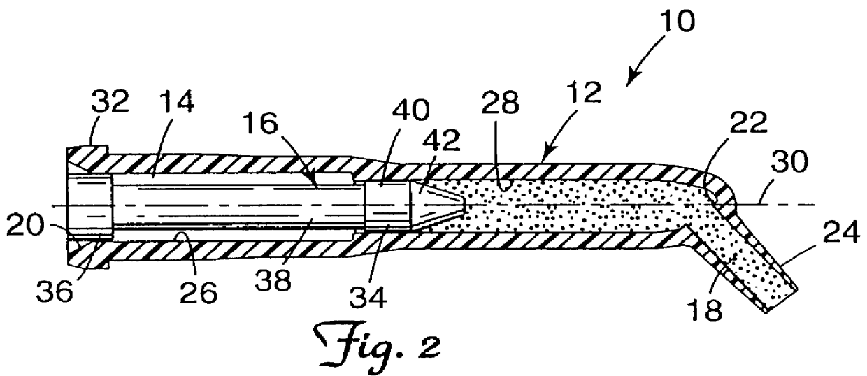 Dispensing cartridge with stepped chamber