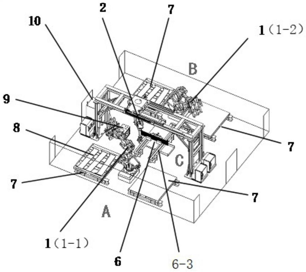 Equipment and method for continuous feeding and discharging and uninterrupted polishing of marine arc slab