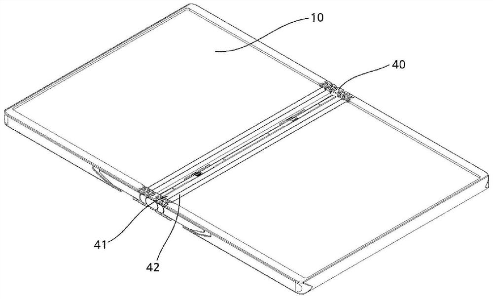 Hinge structure for terminal folded in two opposing directions