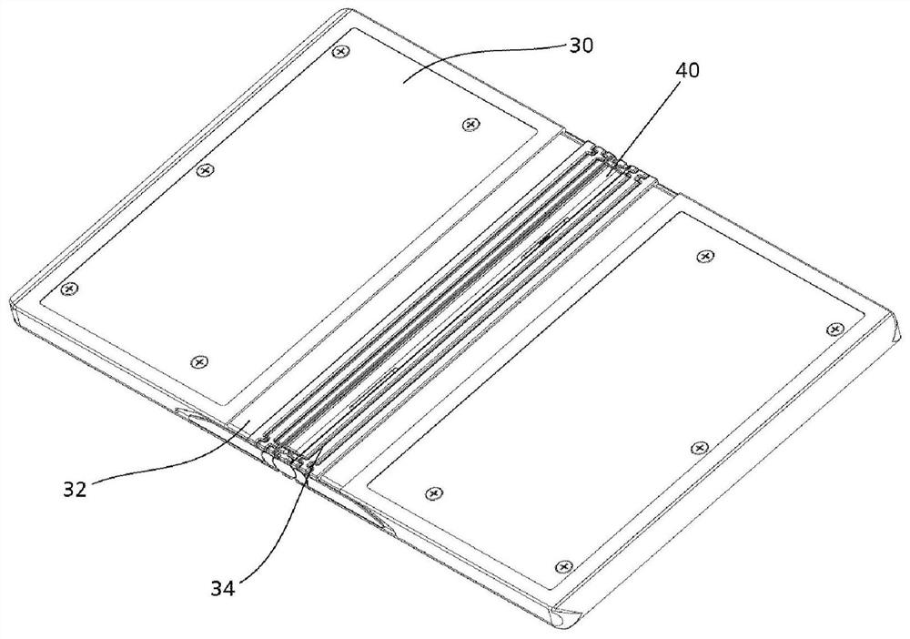 Hinge structure for terminal folded in two opposing directions