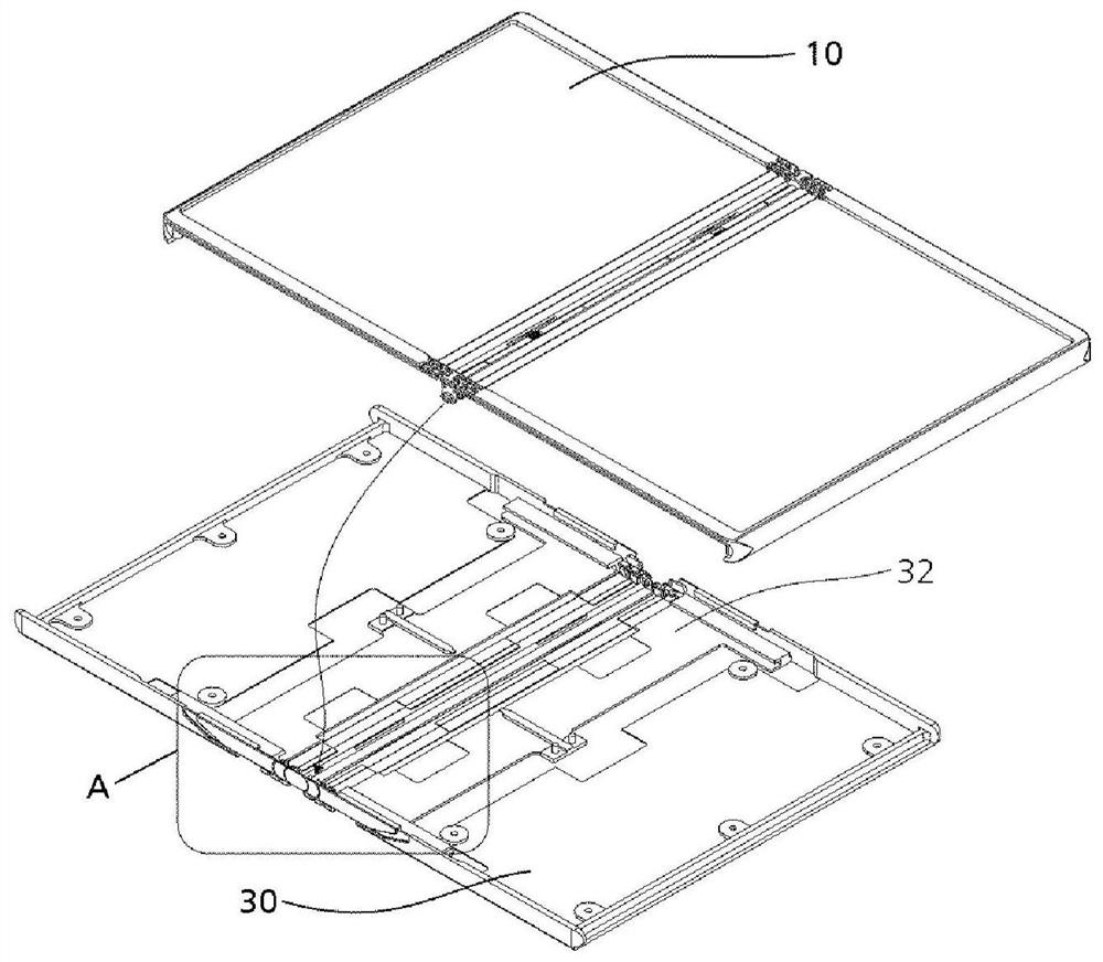 Hinge structure for terminal folded in two opposing directions