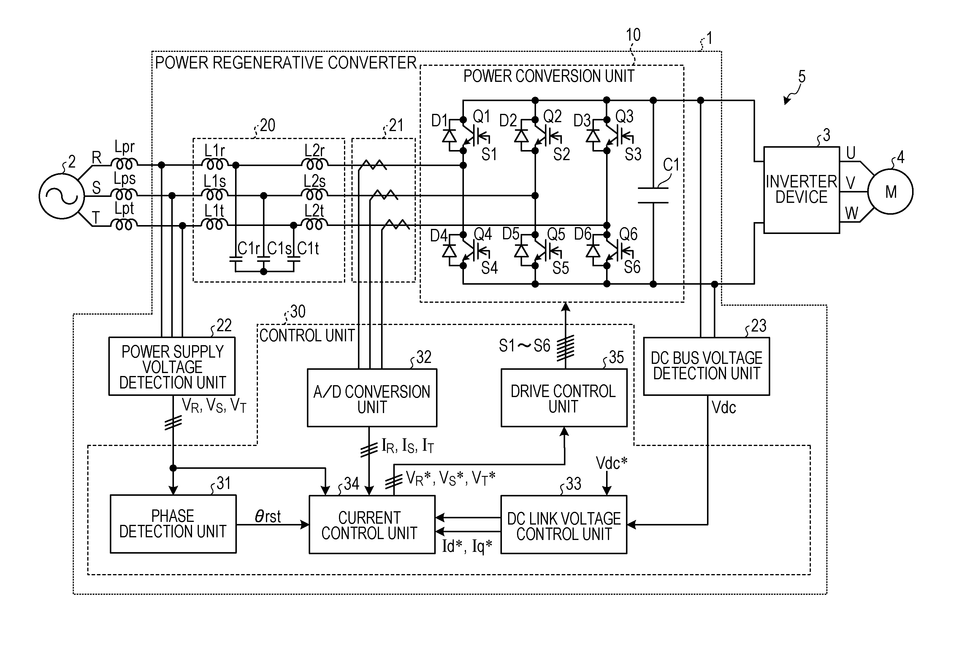 Power regenerative converter and power conversion apparatus