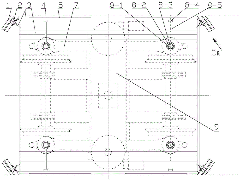 Guiding device for rectification device of train bogie