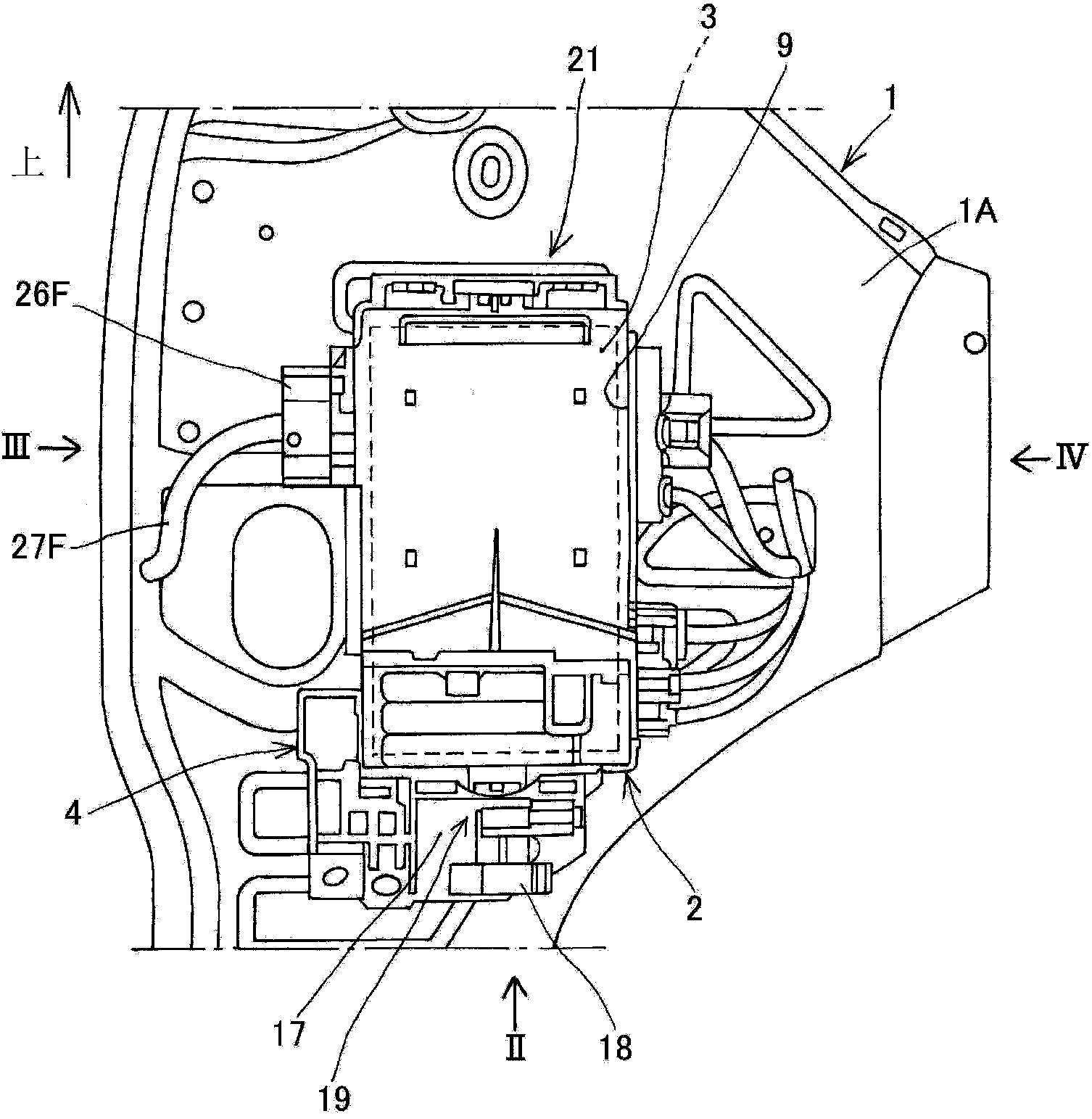 Attachment structure of electrical equipment accommodation box