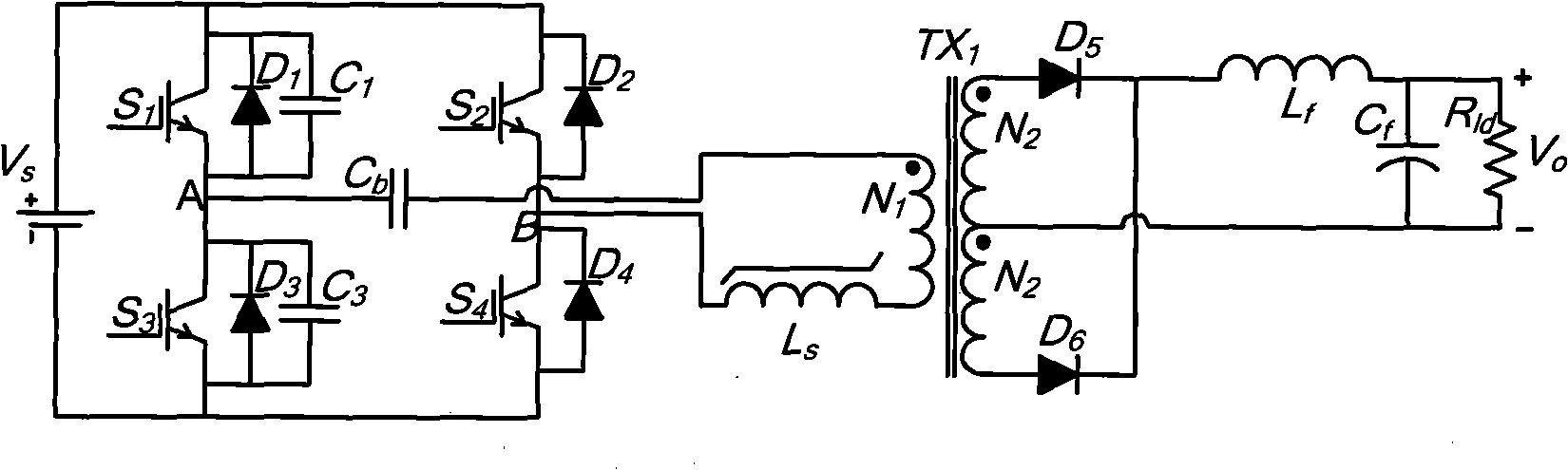 Full bridge converter with zero voltage and zero current