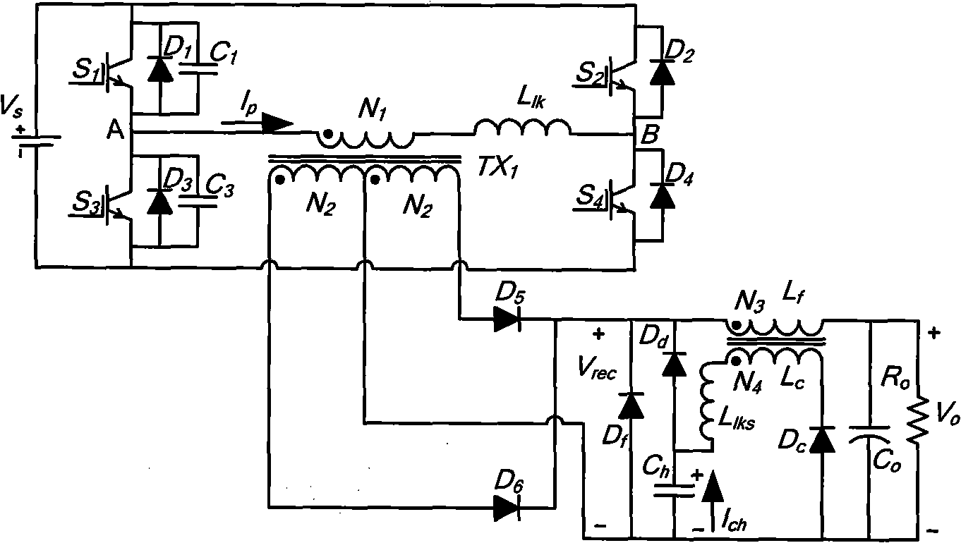 Full bridge converter with zero voltage and zero current