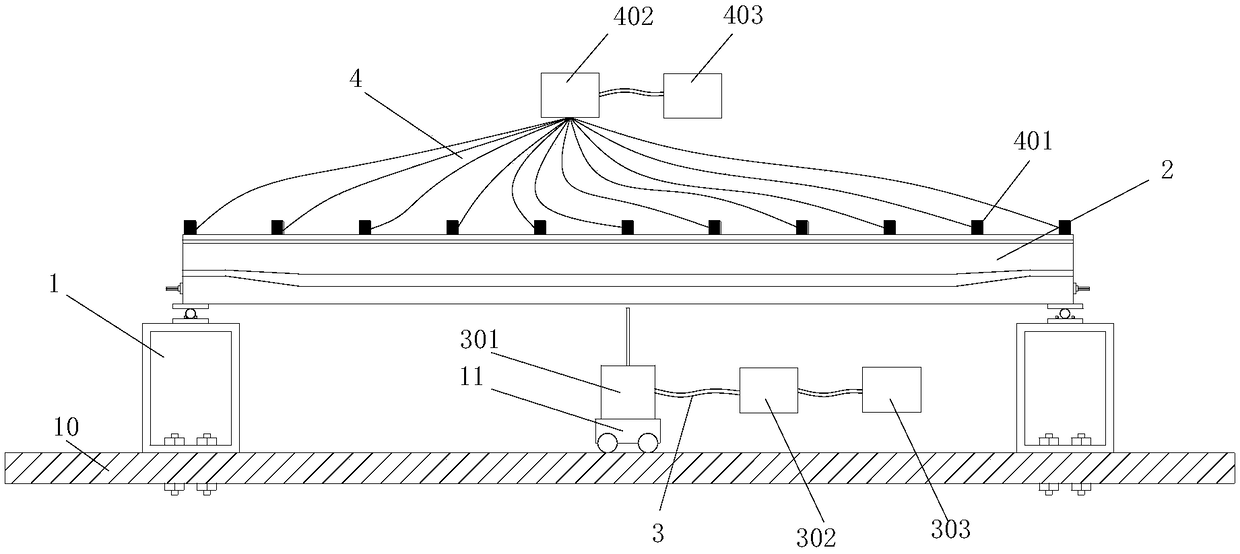 Method for characterizing fatigue damage state of prestressed concrete beam and testing device