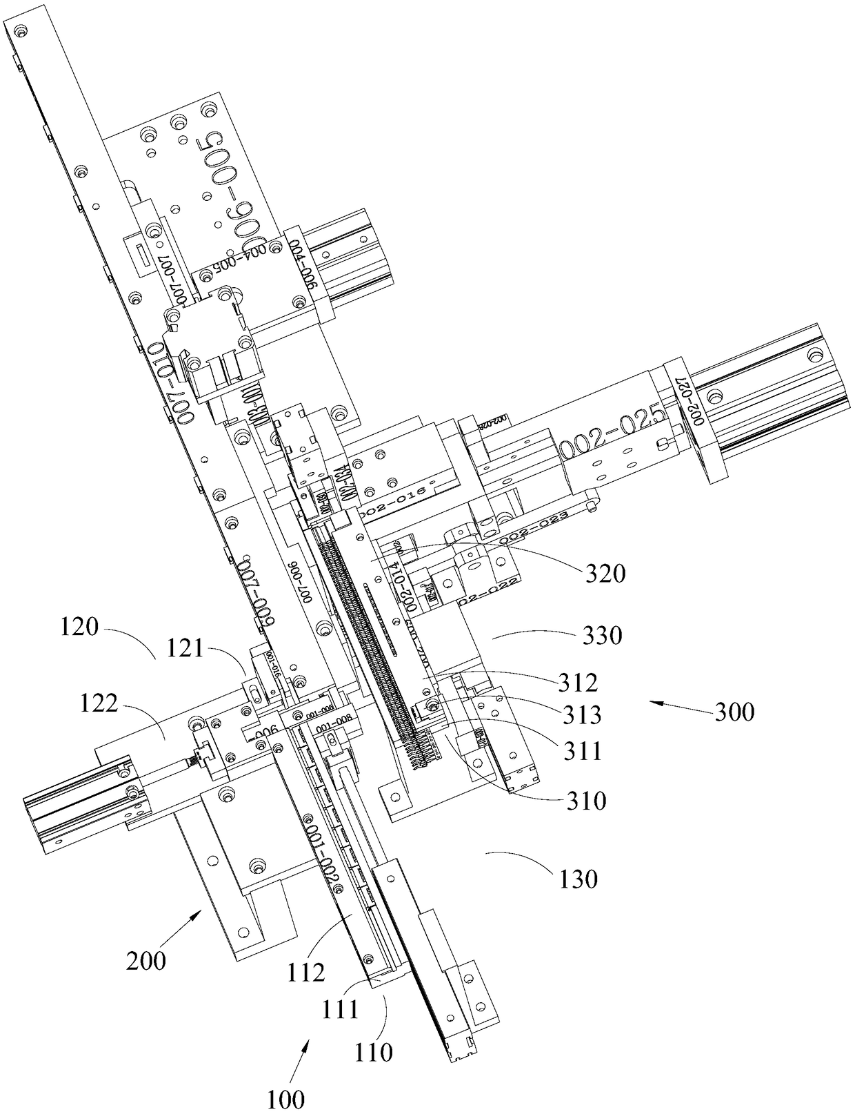 USB connector metal piece assembling mechanism and assembling device