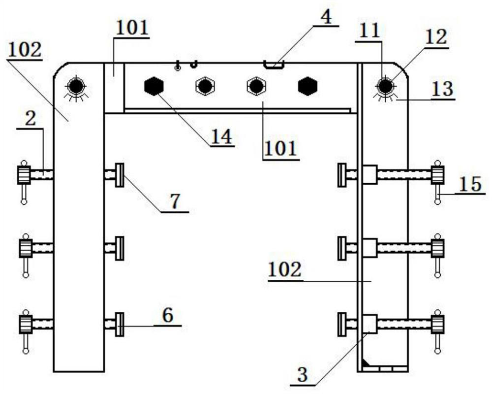 Multifunctional positioning and fixing device for construction formwork for beam column pouring