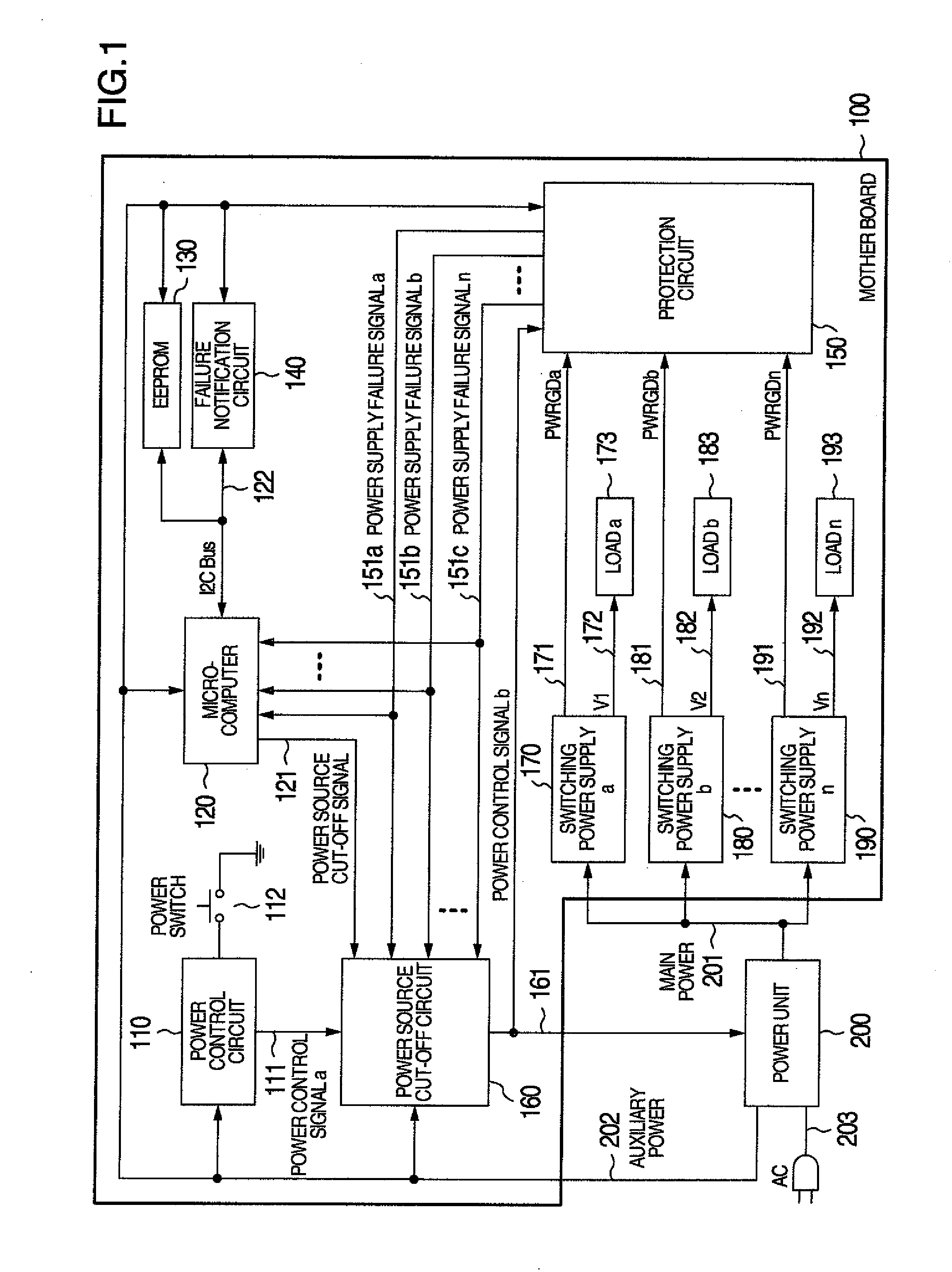 Switching power supply protection system, mother board and computer