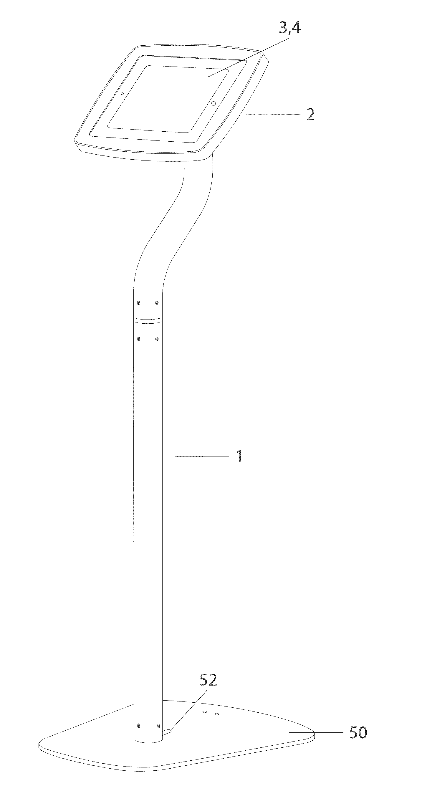 Device holder assembly and display stand assembly for tablet computers or the like