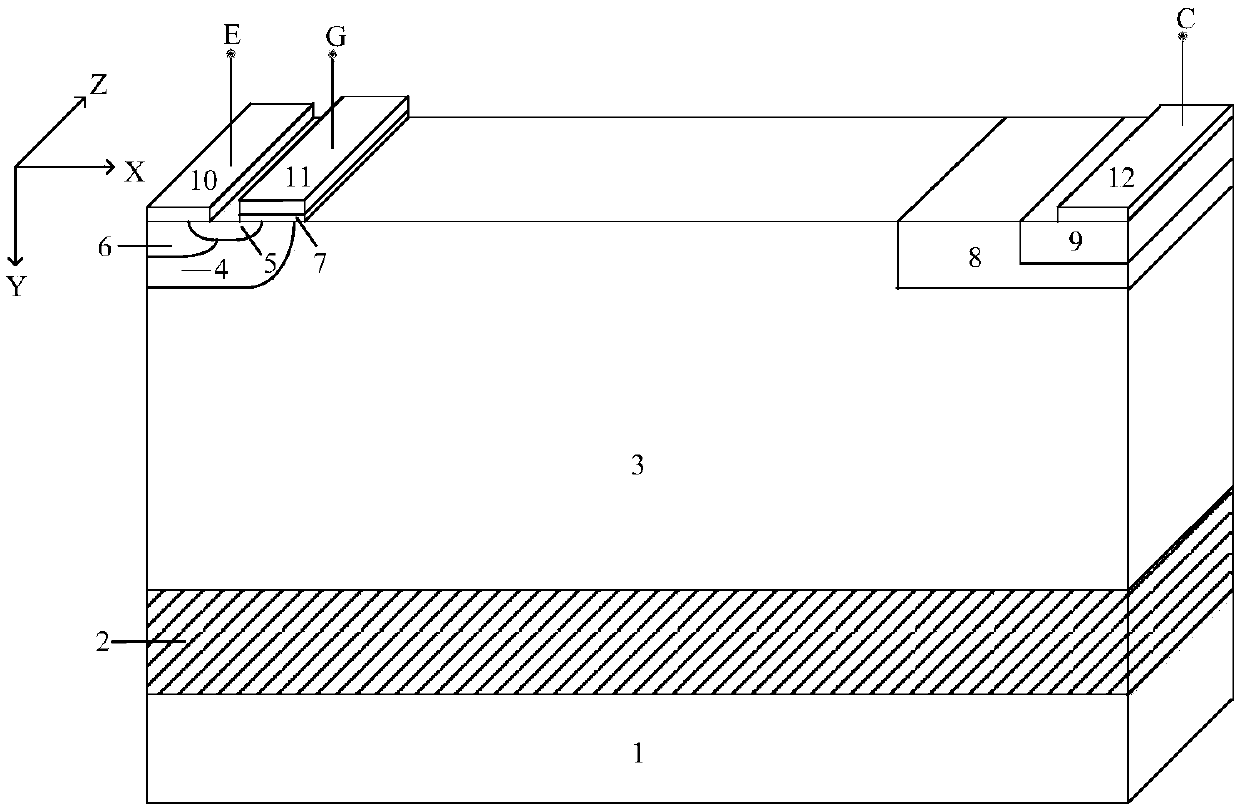 Lateral power device with mixed conduction mode and preparation method thereof