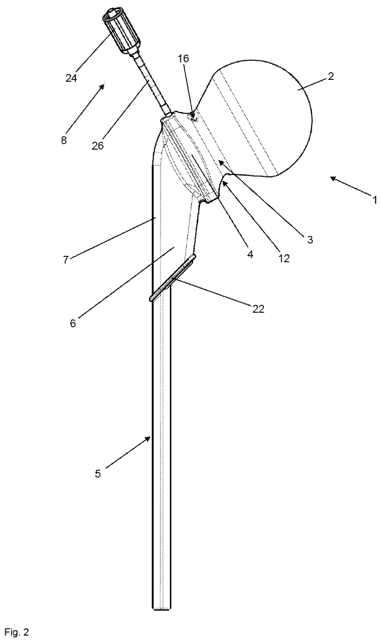 Femoral hip joint spacer with irrigation device