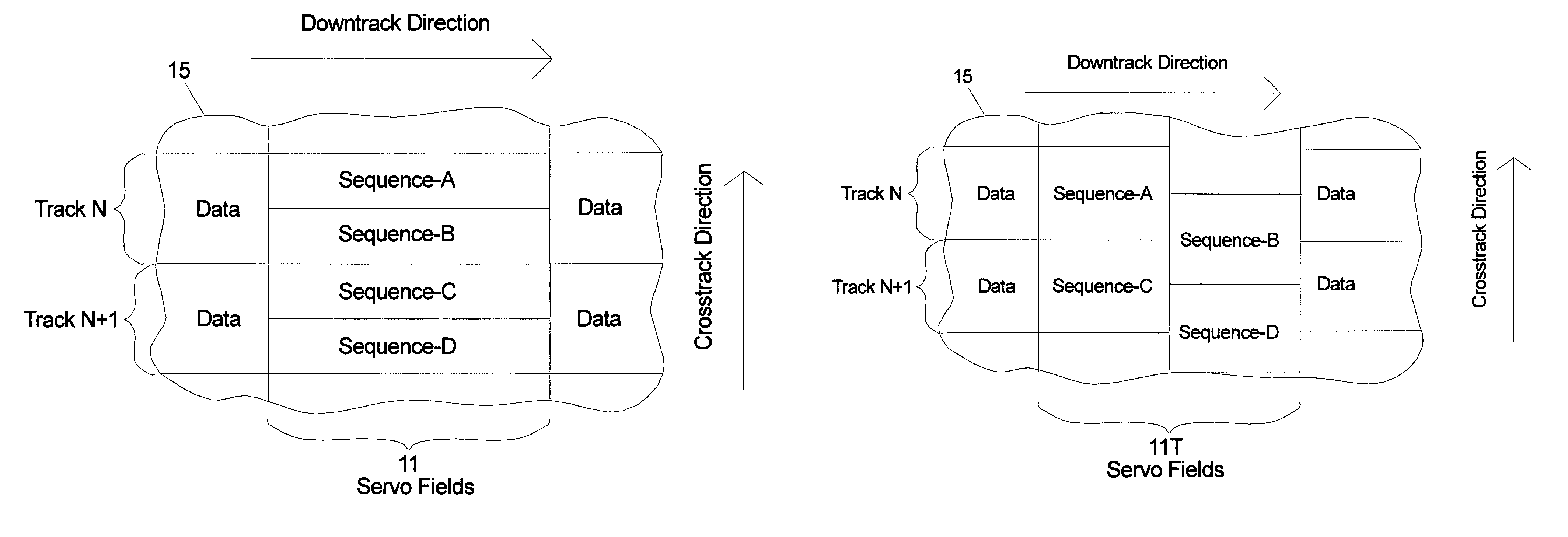 Information storage device with multiple-use fields in servo pattern