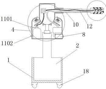 Dust suction and disinfection integrated device for automobile interior decoration