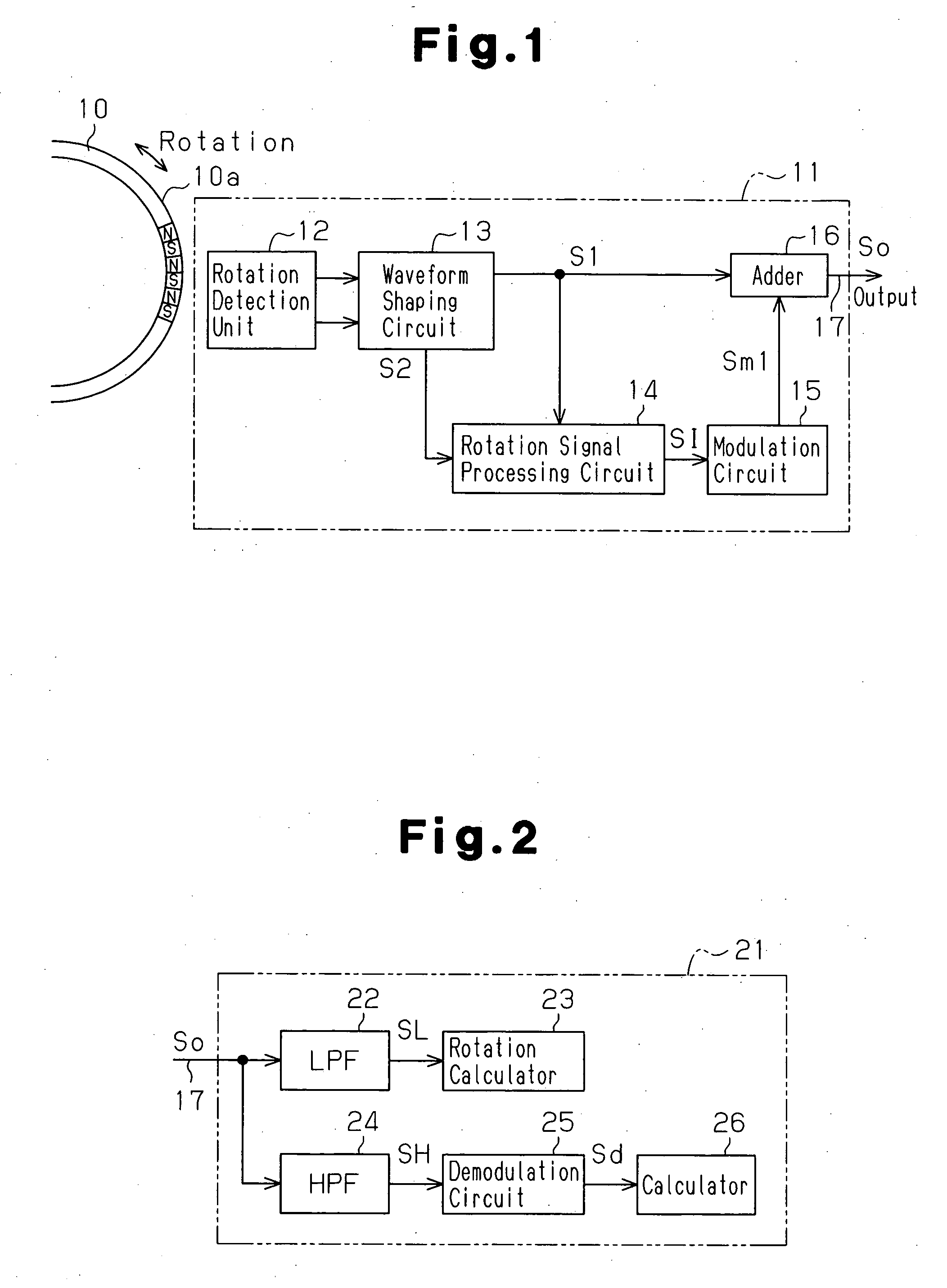 Rotation sensor, and method for outputting signals from rotation sensor