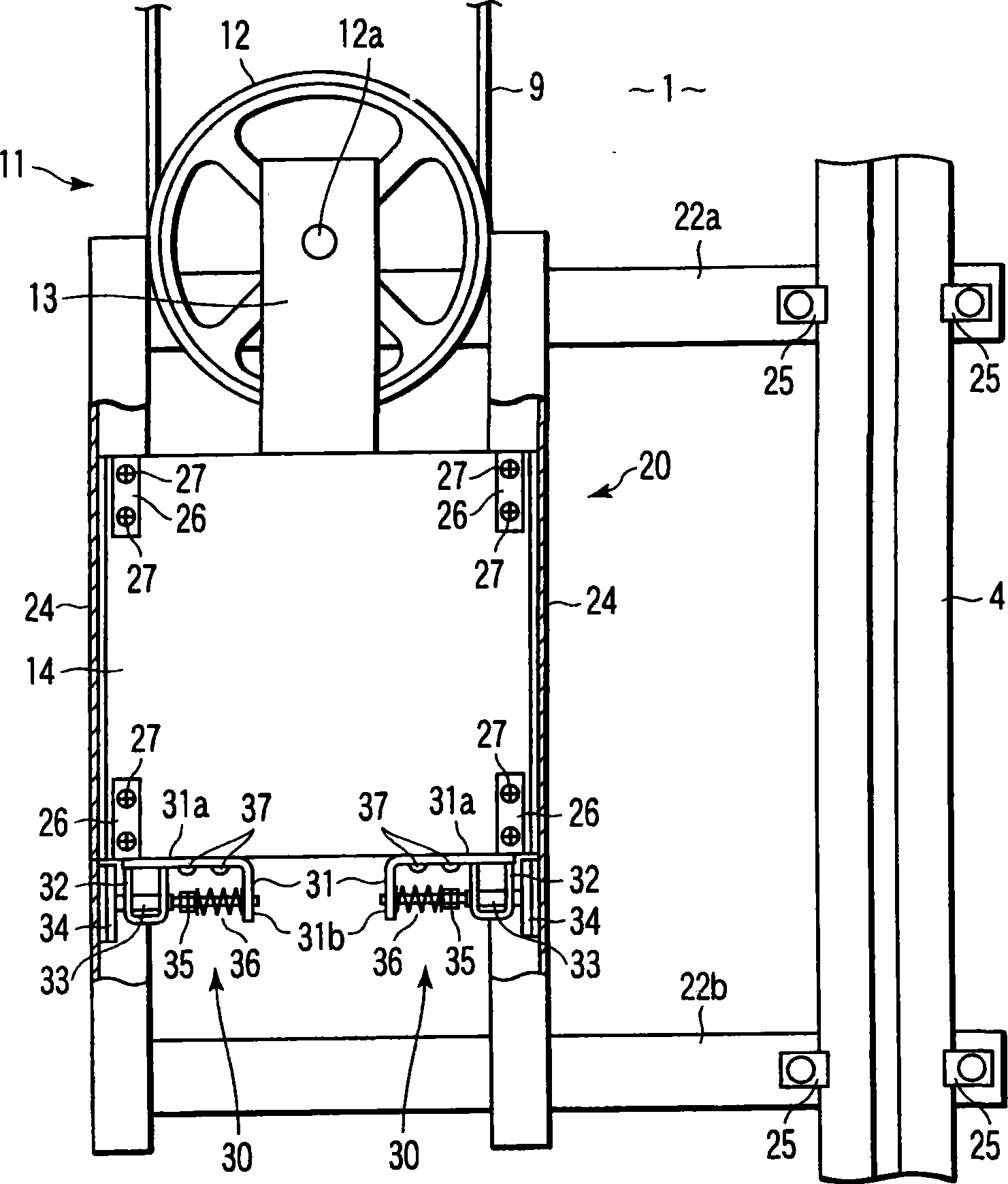 Tensioner for elevator overspeed preventer device