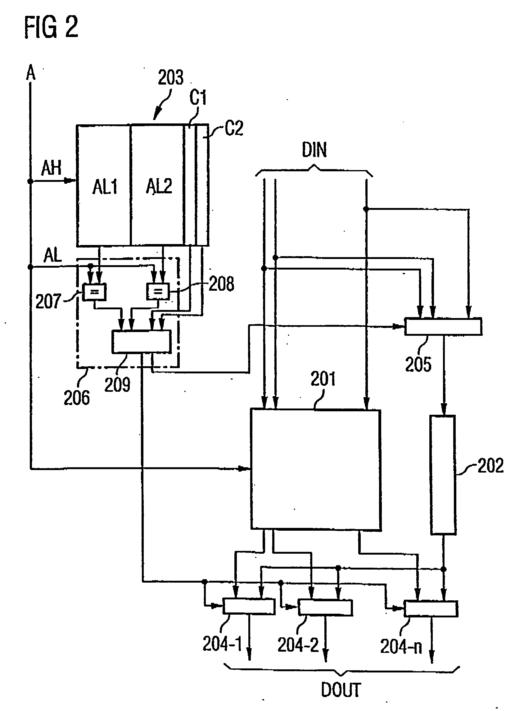 Arrangement with a memory for storing data