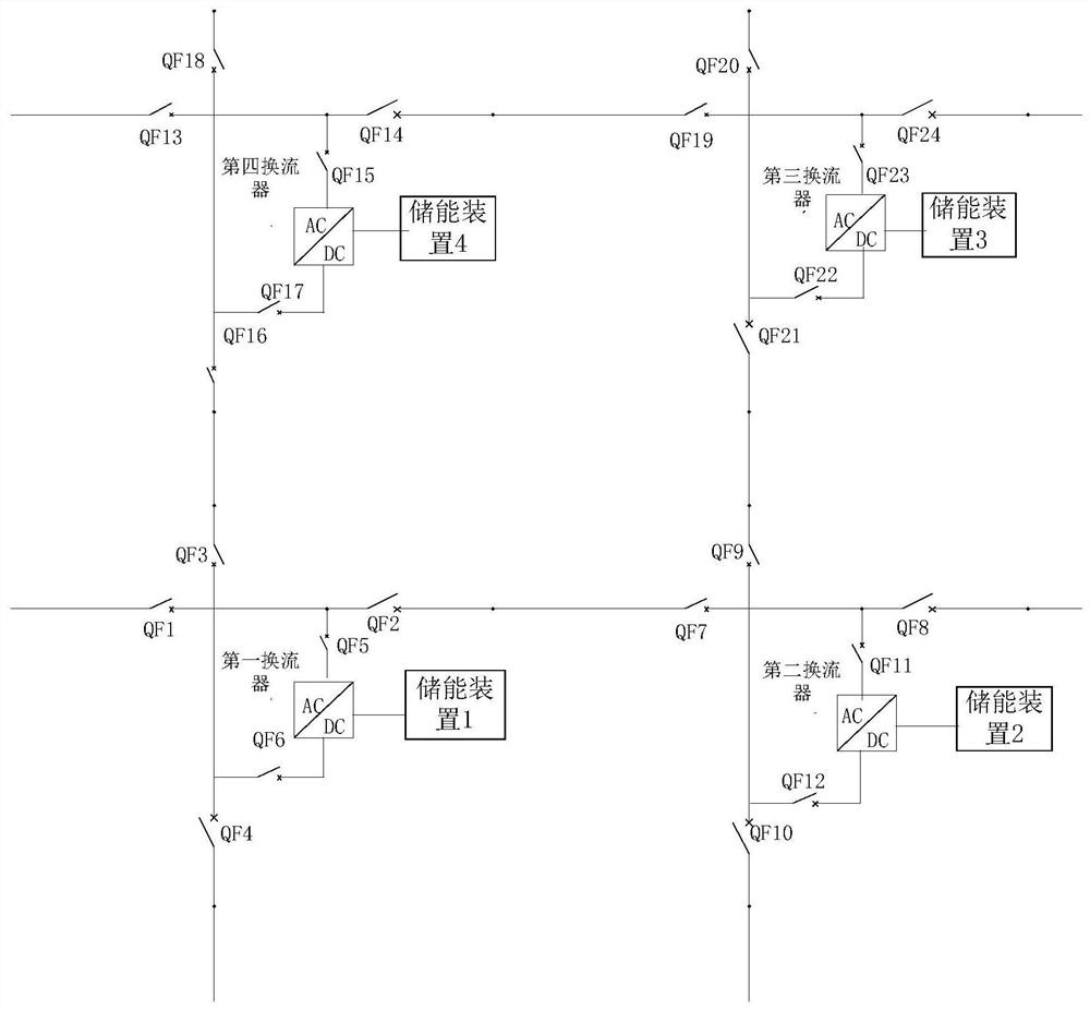 Longitudinally and transversely arranged gridding alternating current and direct current hybrid power distribution network and control method and maintenance method thereof