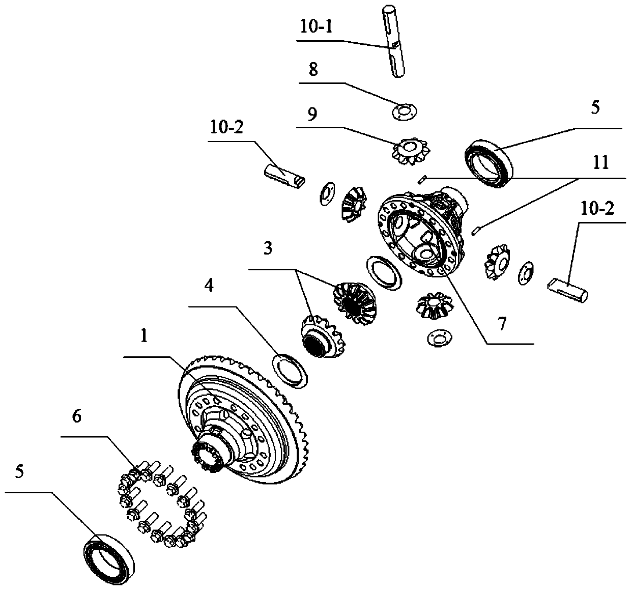 Novel commercial automobile wheel differential mechanism assembly and assembling method