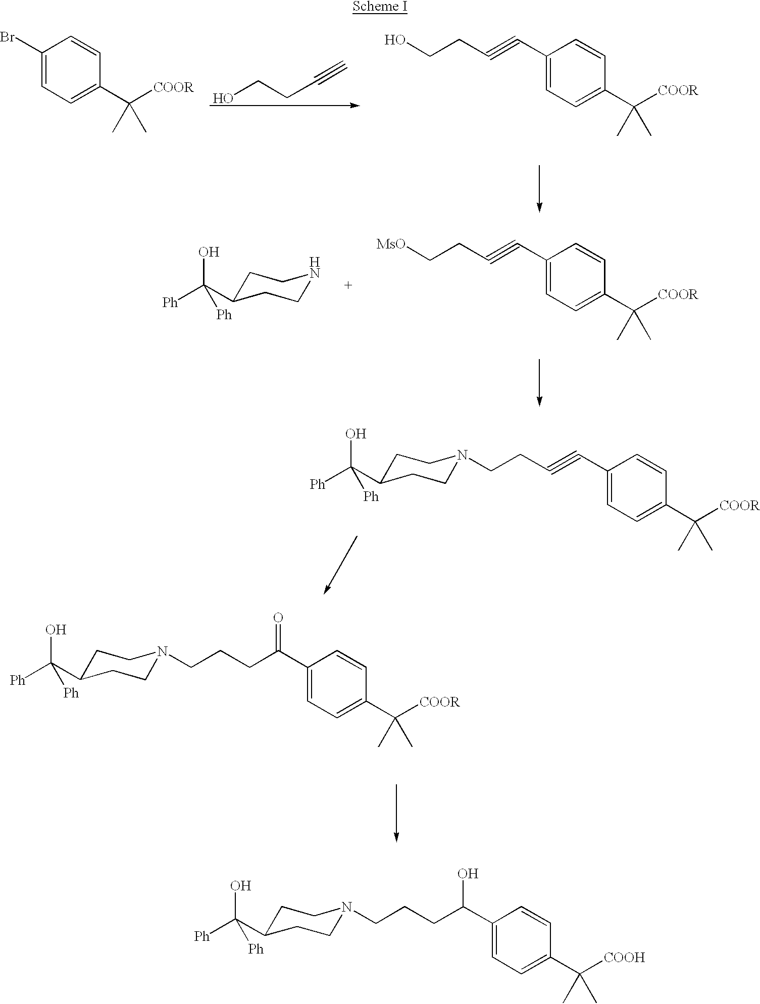 Process for the preparation of 4-[1-hydroxy -4-[4-(hydroxydiphenylmethly)-1-piperidinyl]-butyl]-alpha, alpha-dimethylbenzeneacetic acid