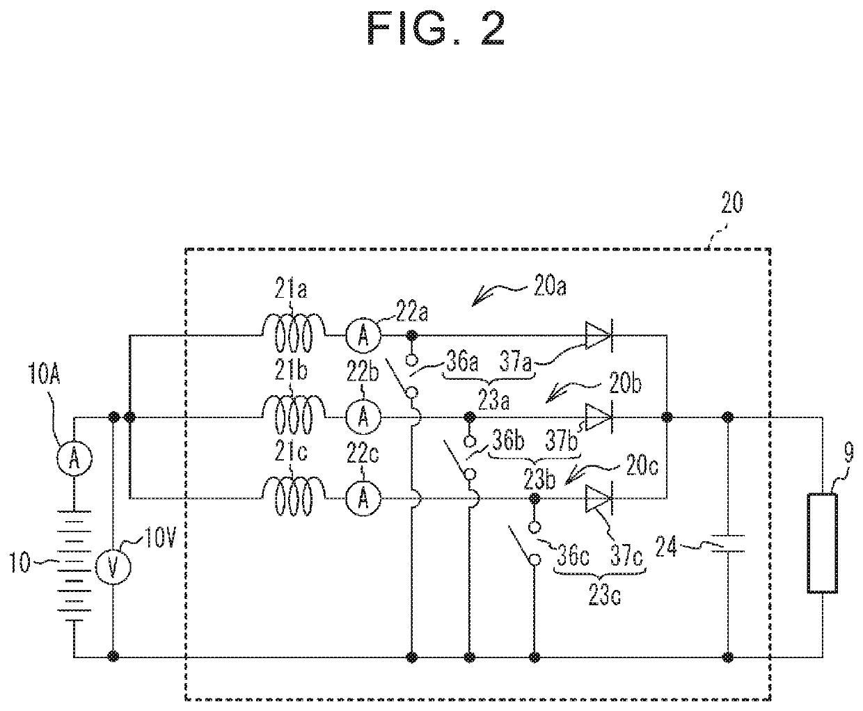 Control device of multi-phase converter and power supply system