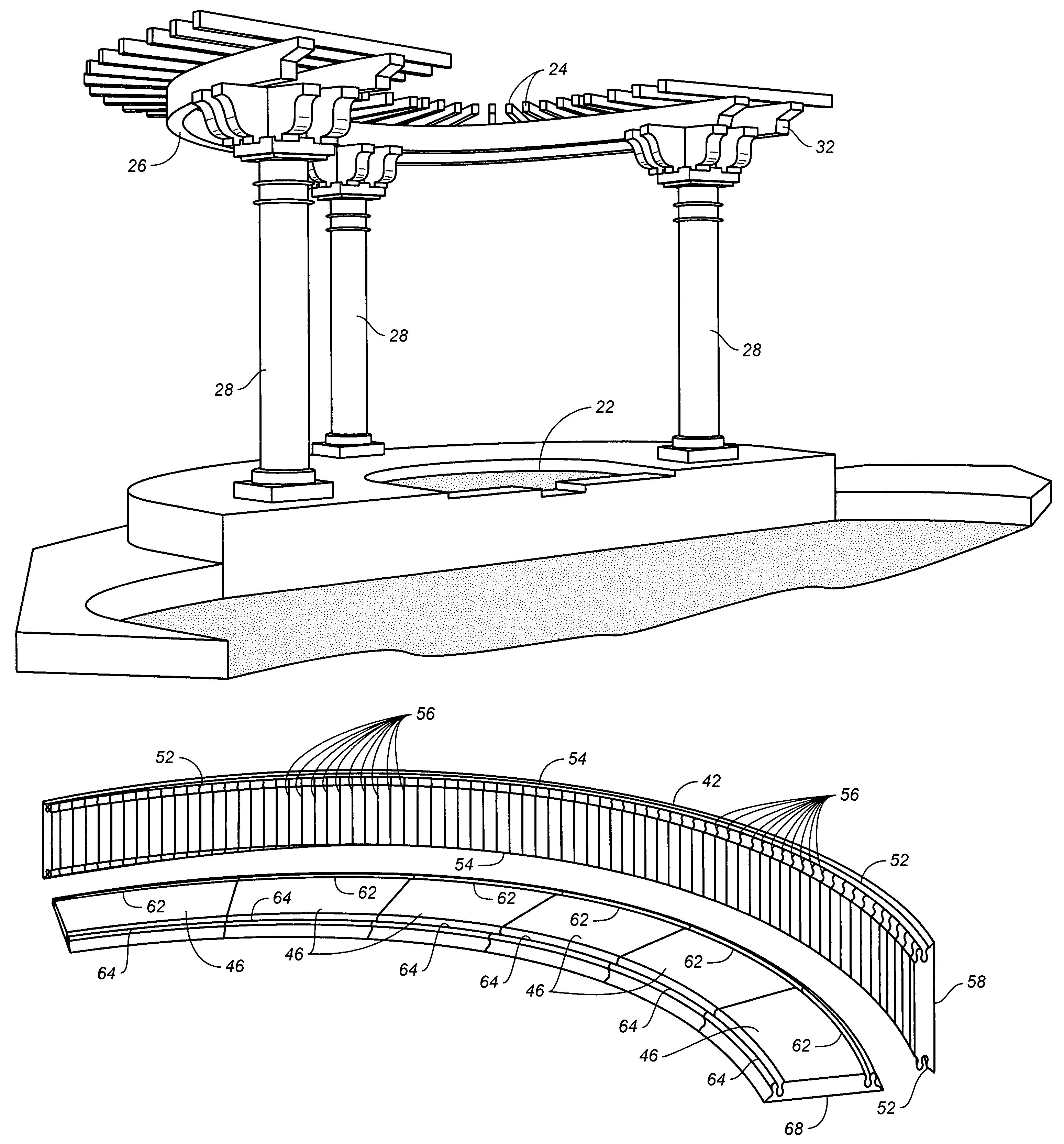 Large, transportable arcuate architectural components