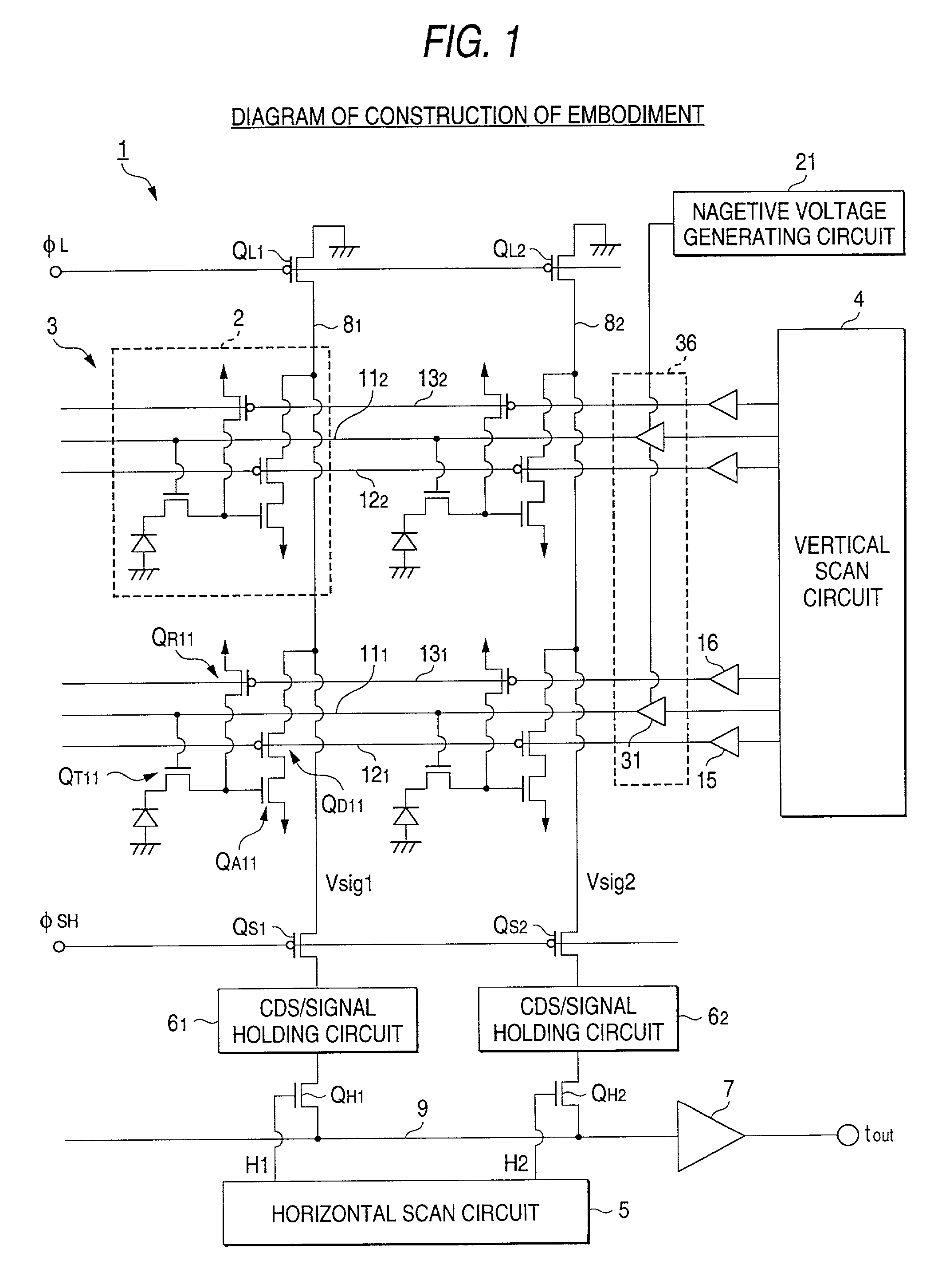 MOS type solid-state image pickup device and driving method comprised of a photodiode a detection portion and a transfer transistor