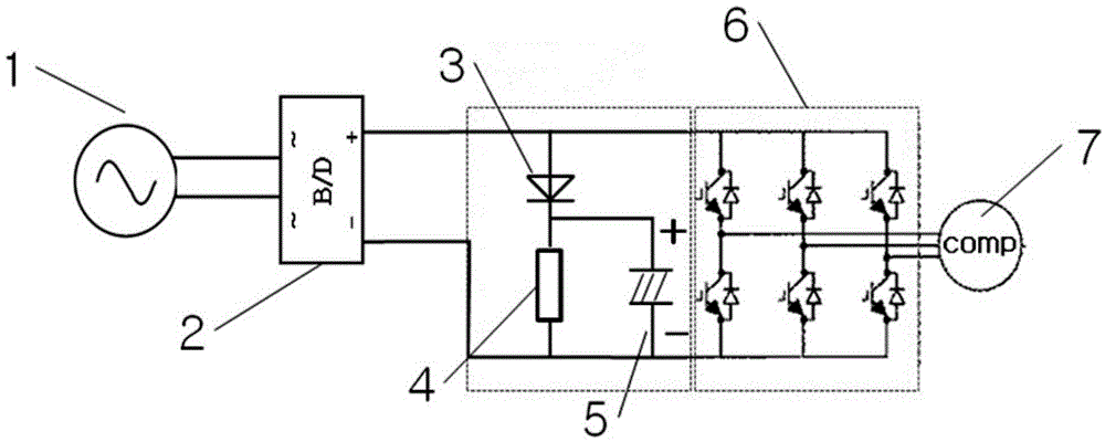 Variable frequency air conditioner compressor counter electromotive force protection circuit