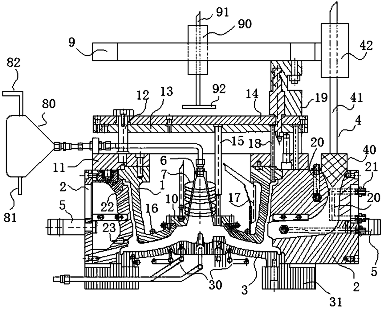 High-pressure hub casting mold and casting method thereof