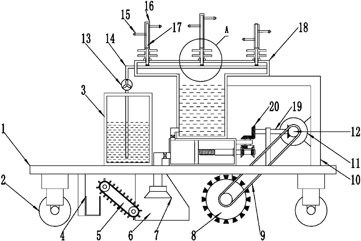 Road sweeping and dust falling device