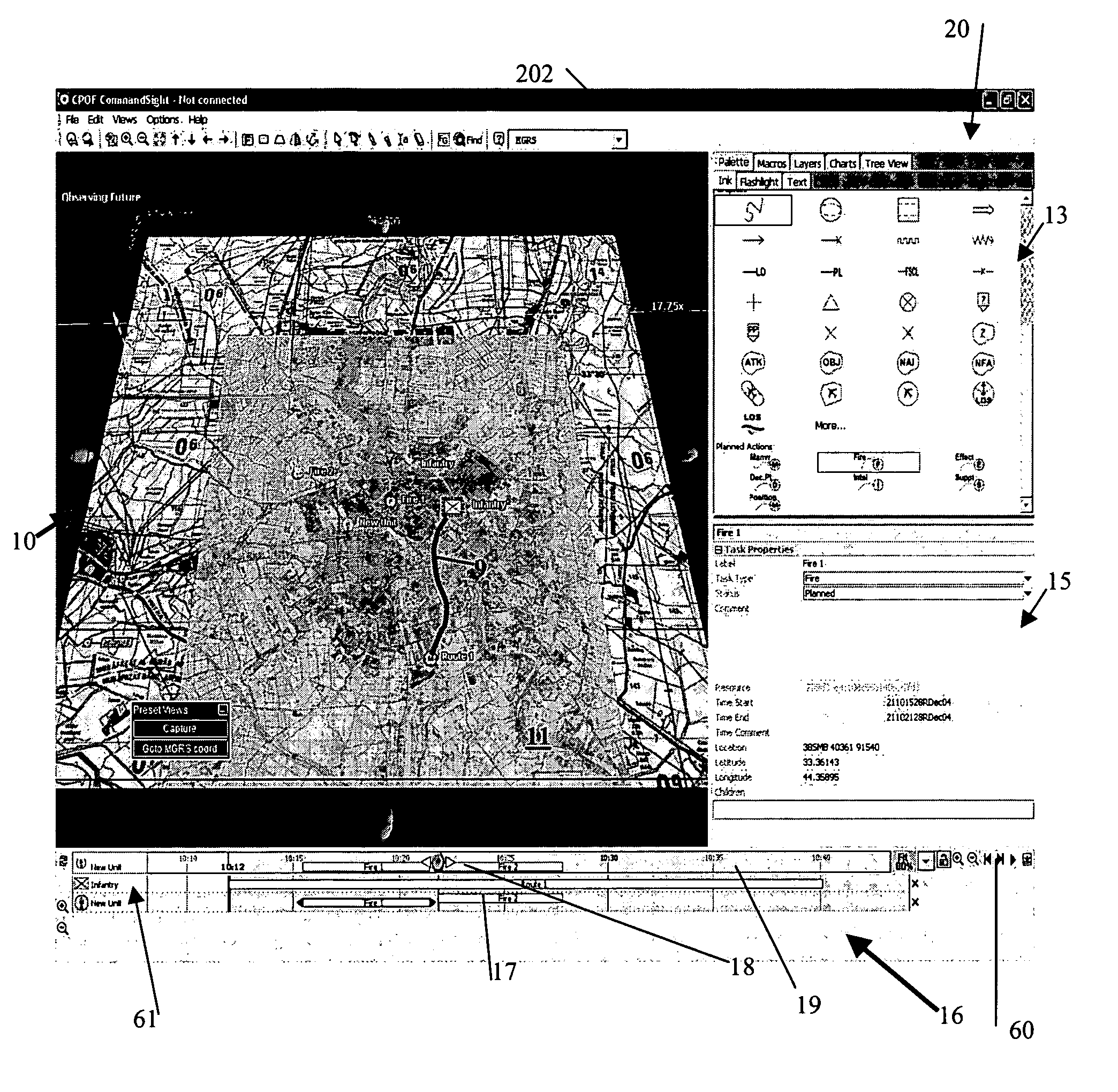 System and method for data visualization using a synchronous display of sequential time data and on-map planning