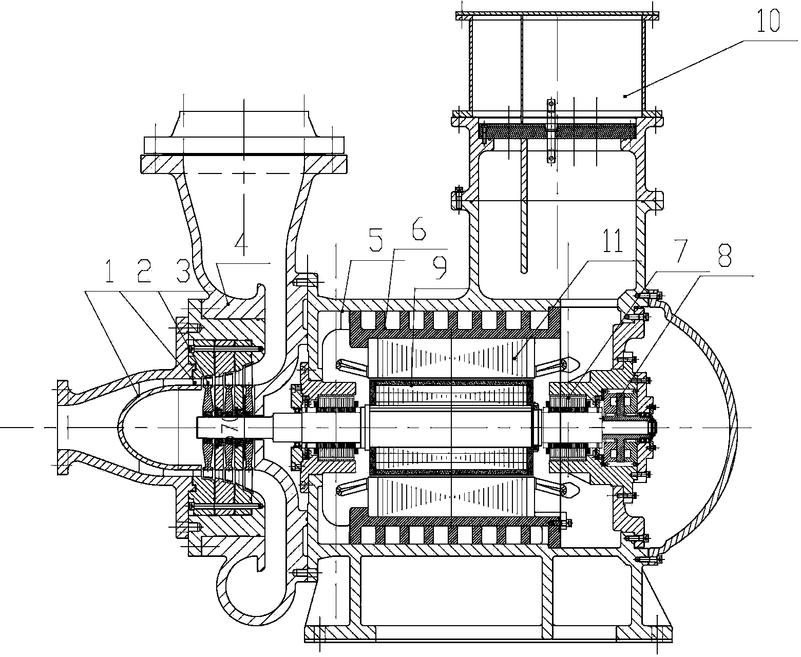 Integrated turbine set based on permanent magnetic and magnetic suspension technologies