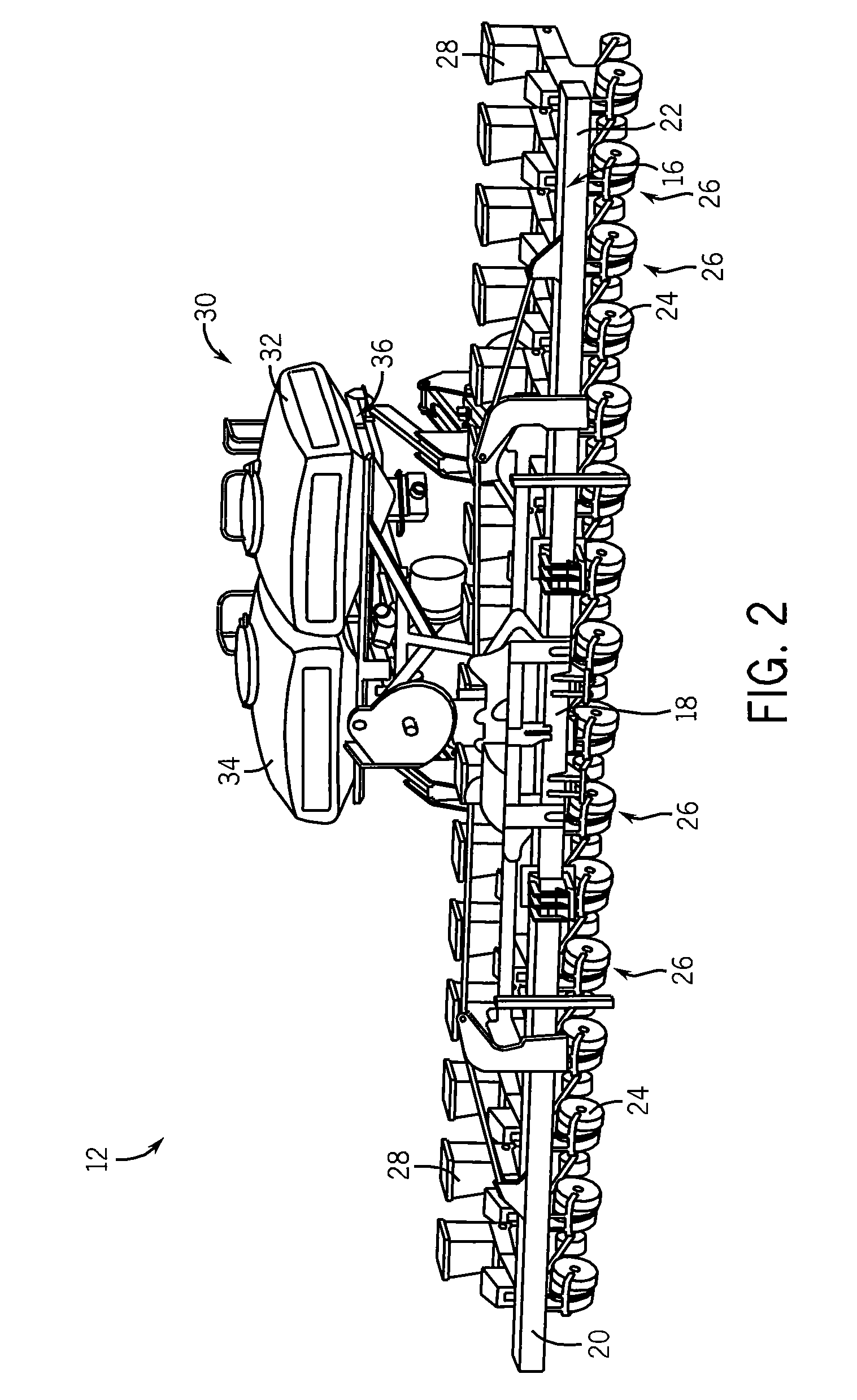 Stack-fold implement having bulk fill system