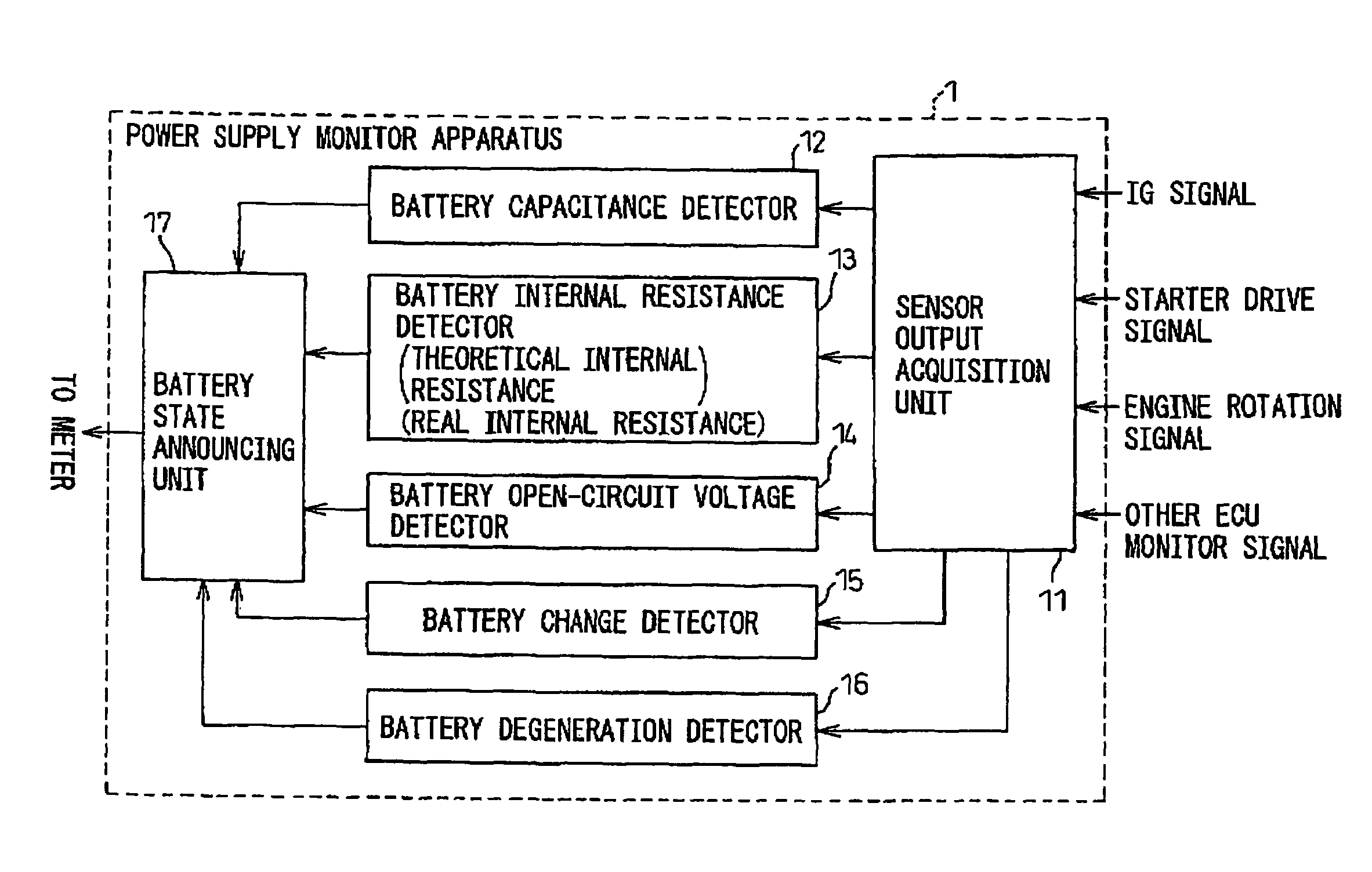 Vehicle battery monitor apparatus and method for detecting battery change