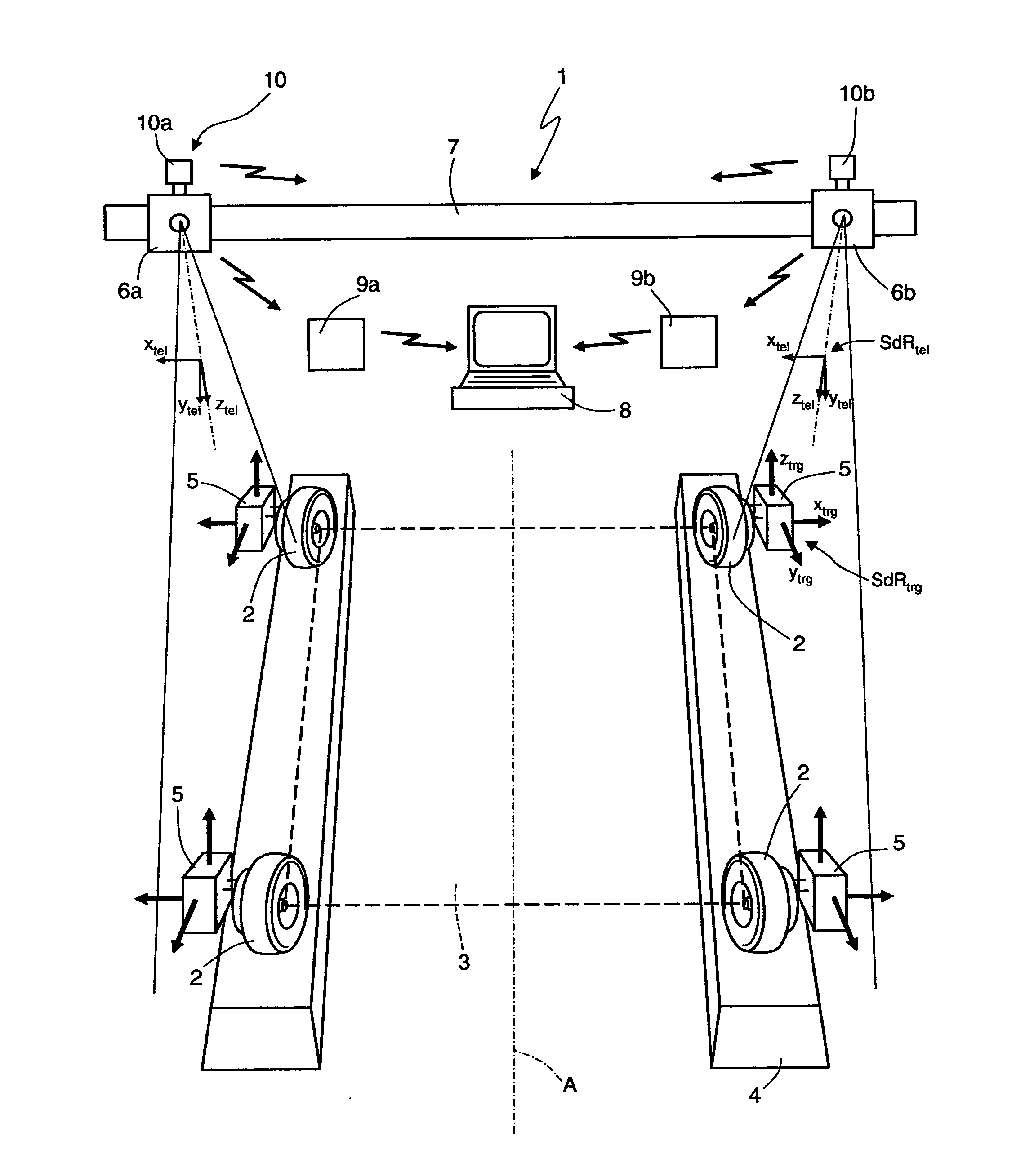 System and related method for determining vehicle wheel alignment