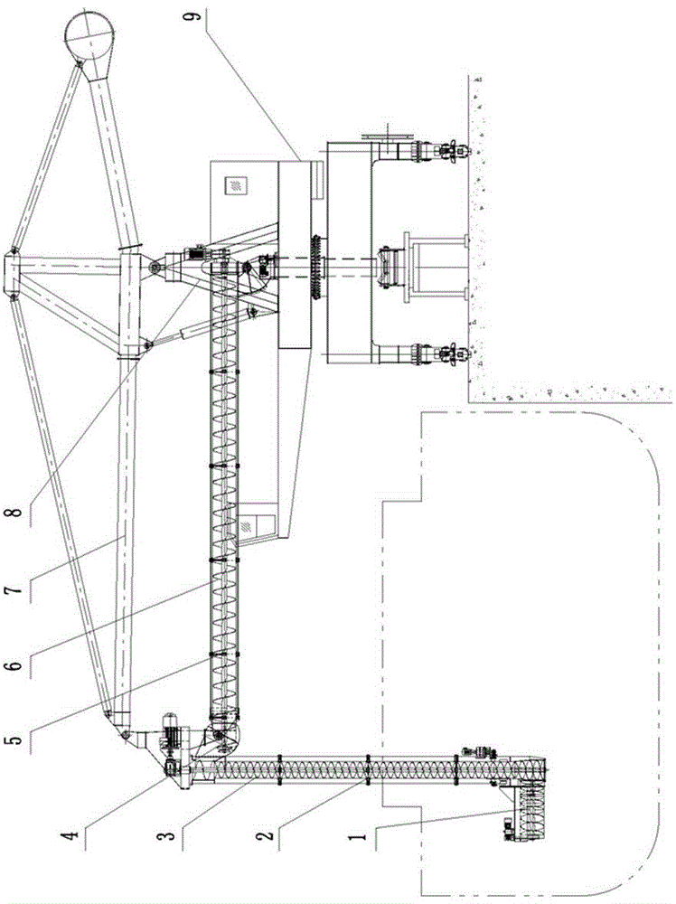 L-shaped screw ship unloader