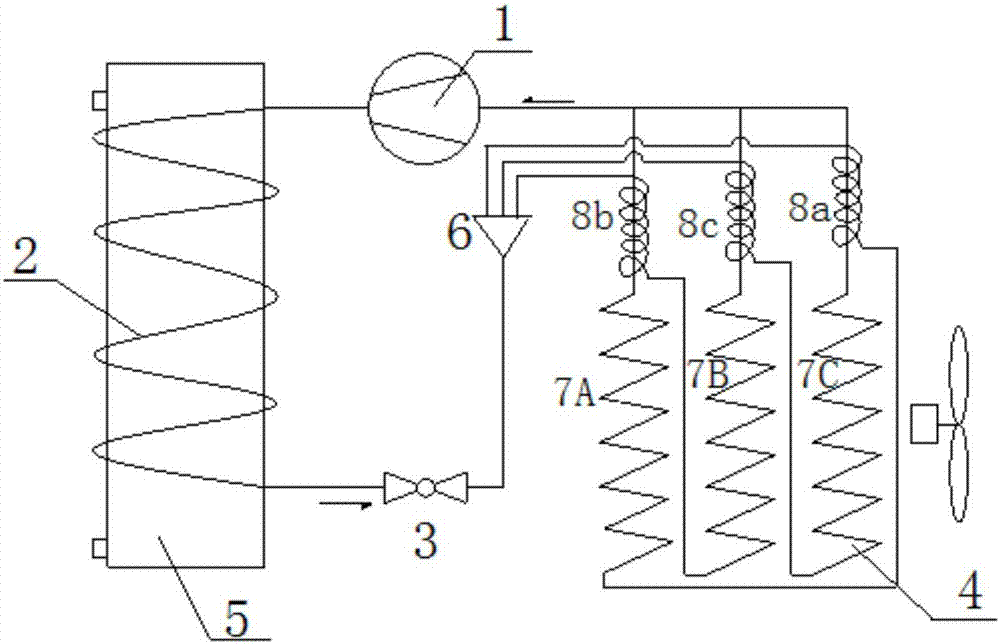 Multi-flow-path heat exchanger, shunt adjusting method and refrigerant circulating system