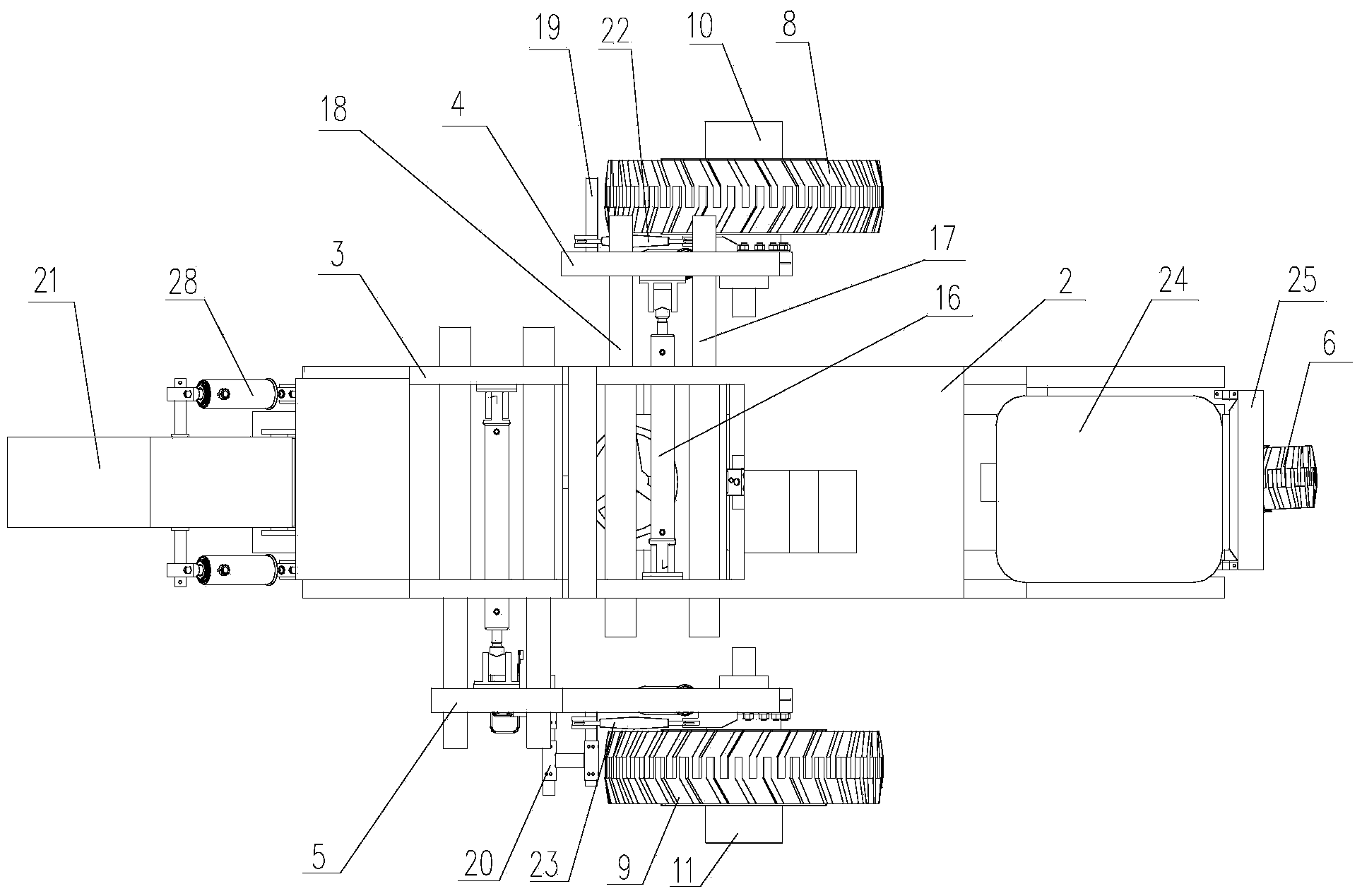 Rhombus four-wheel gantry type high-ground-clearance cultivator