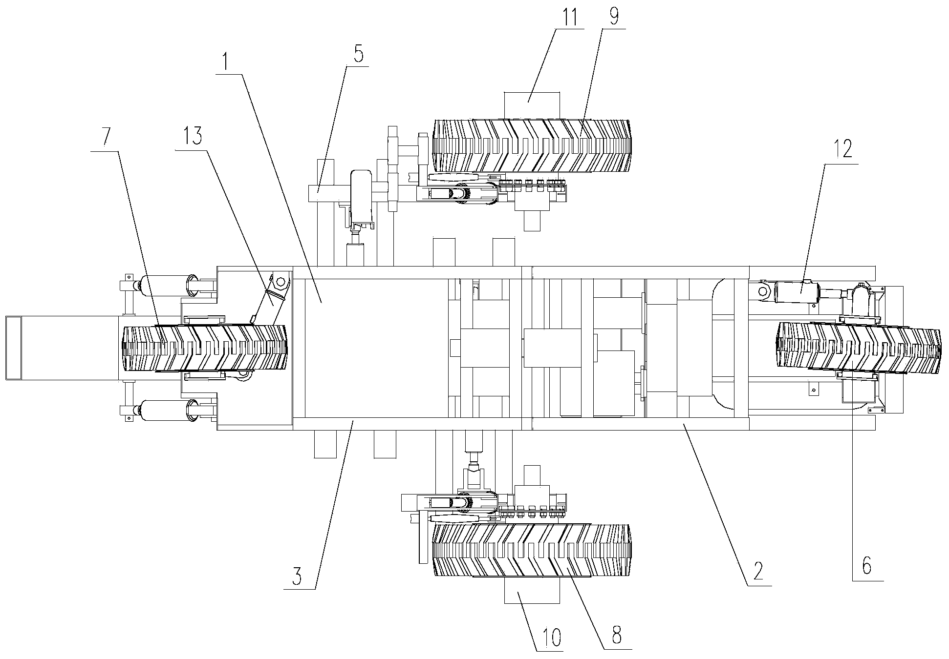 Rhombus four-wheel gantry type high-ground-clearance cultivator