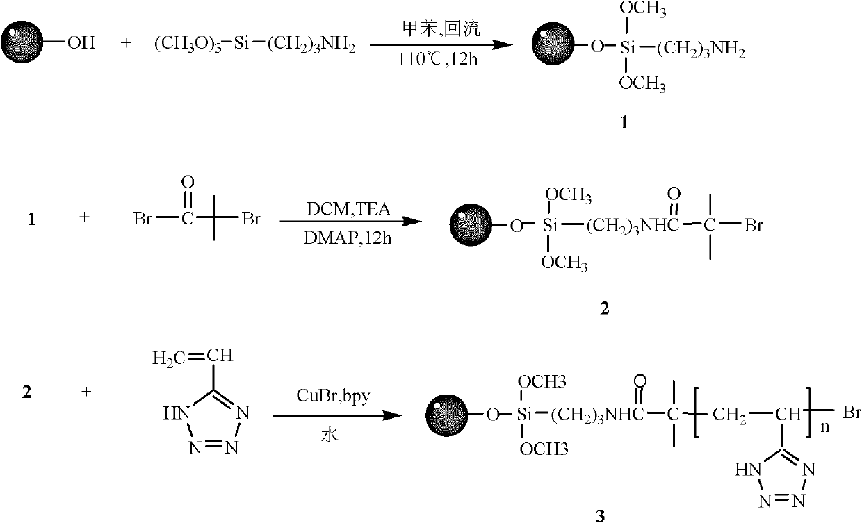 Polyvinyl tetrazole separation medium, preparation method and application thereof